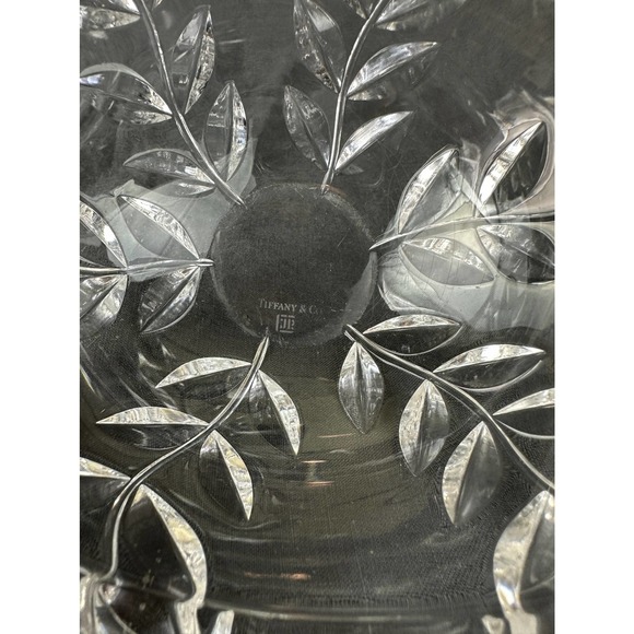 Vintage Tiffany & Co. Cut Glass Crystal Bowl - Josef Riedel Floral Vine & Leaf - Picture 6 of 9